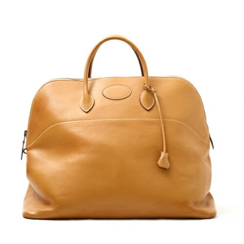 HERMES Bolide Taurillon Clemence handbag L carved bag leather brown